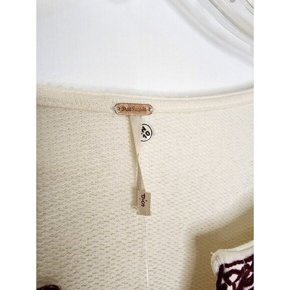 Free People Santa Maria Boho Embroidered Peasant French Terry Top Size Small NWT - Picture 3 of 8